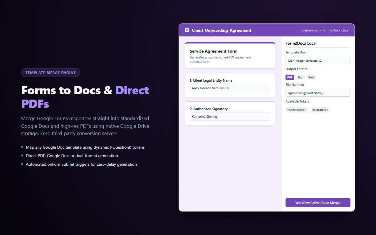 Form2Docx Local — template doc mapping and token tags